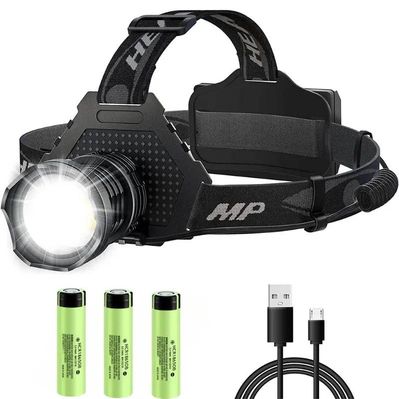 2025 New High Powerful 800W LED Headlight 10000000LM Super Bright Zoom Waterproof Headlamp Outdoor Camping Work Hunting Lantern