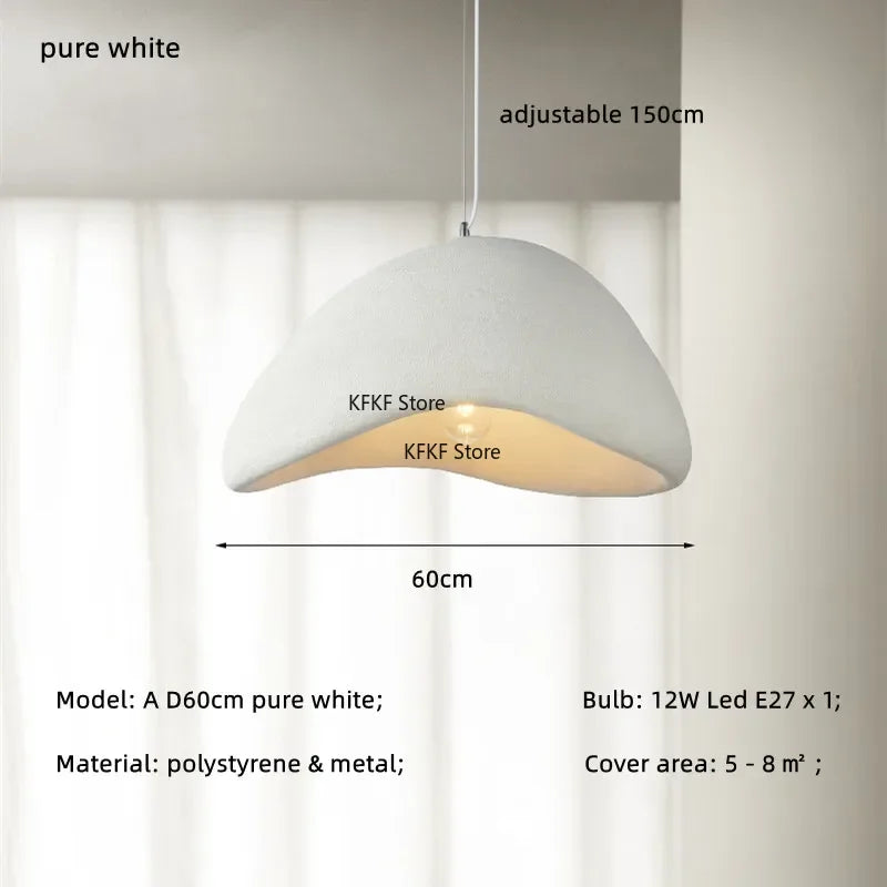 Nordic Wabi Sabi LED Pendant Light E27 Simple Chandelier Cord Suspend Lamp for Dining Room Restaurant Luminarias Fixtures