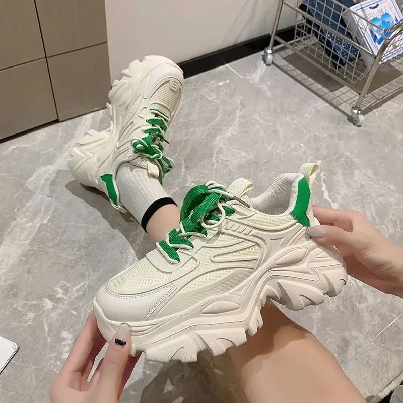 Women Whit High On Platform Ladies Shoes Daily Routine Light Korean
