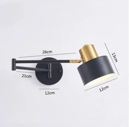 Modern Indoor Touch Sensor Wall Lights Adjustable Swing Long Arm LED Wall Lamps Internal Bedside Lighting Decor Sconce Lights