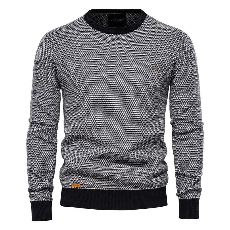 2026 Fashion Spliced Knitted Sweaters for Men Casual Warm O-neck High Quality Pullovers Autumn Winter Fashion Knitwear Tops Male