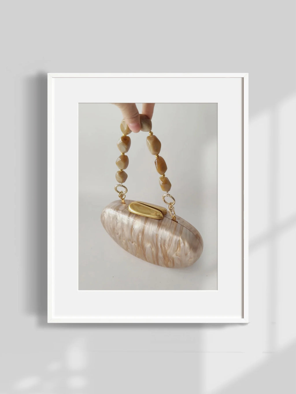 Lady Pearl Marble Brown Shell Egg Acrylic Box Clutch Purse Women Evening Purses Wedding Handbags Female Shoulder Bags Day Clutch