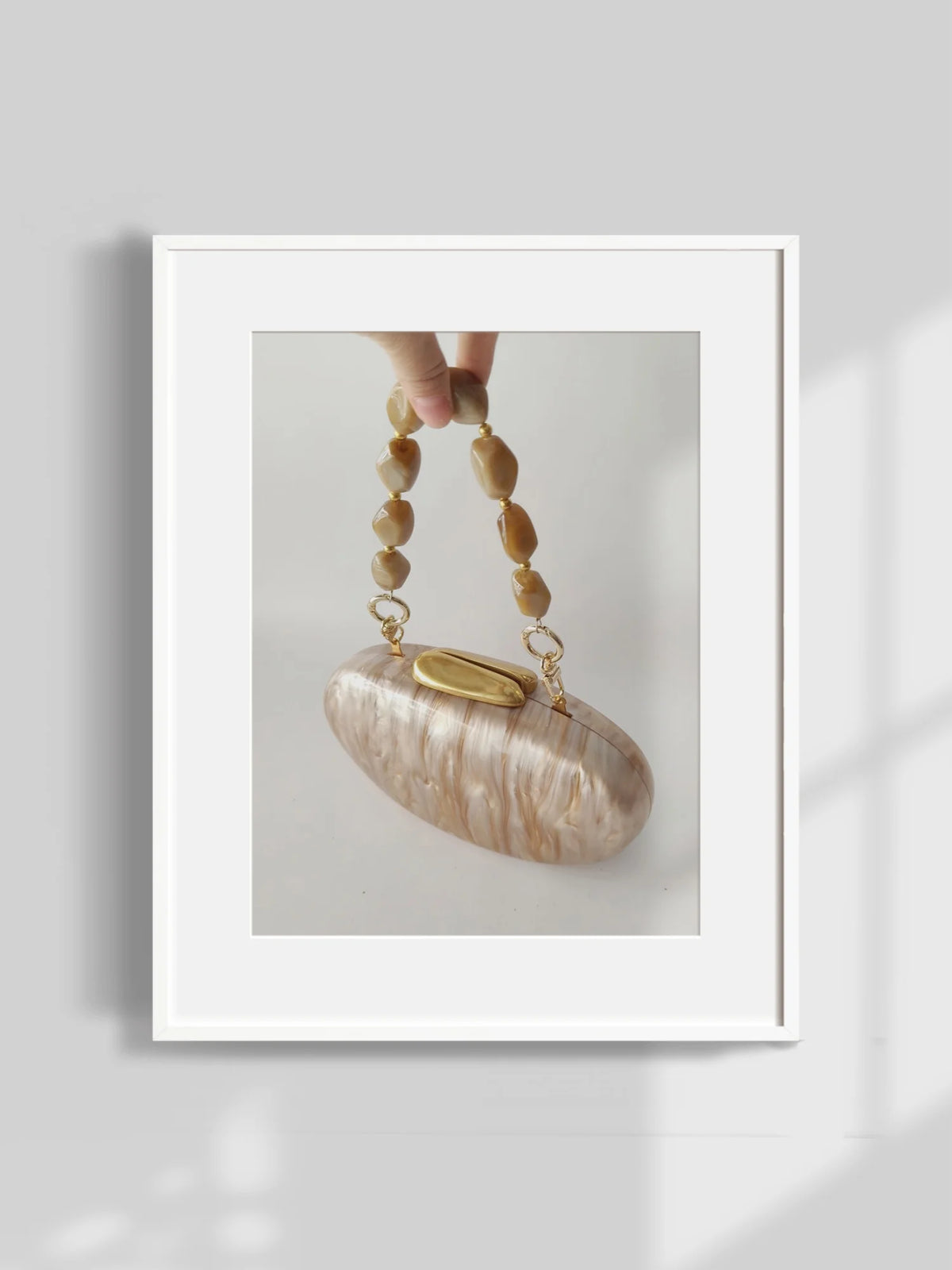Lady Pearl Marble Brown Shell Egg Acrylic Box Clutch Purse Women Evening Purses Wedding Handbags Female Shoulder Bags Day Clutch