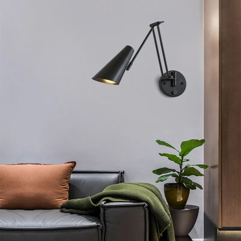 Led Dimmable Wall Lamp Bedroom Bedside Reading Light Folding Telescopic Switch Modern Creative Study Rocker Wall Light Fixture