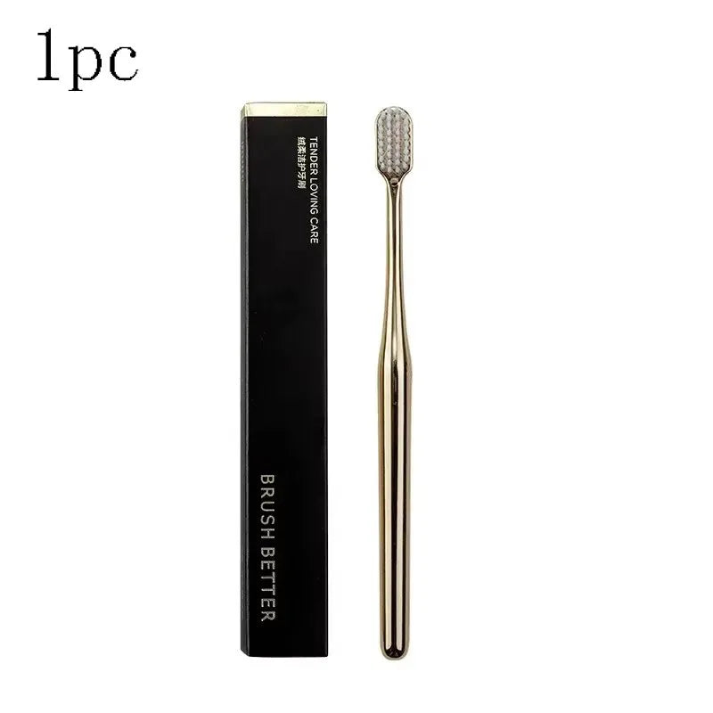 1-4pcs Toothbrush Gold Silver Tooth Brush Adult Dental Brushes Middle
