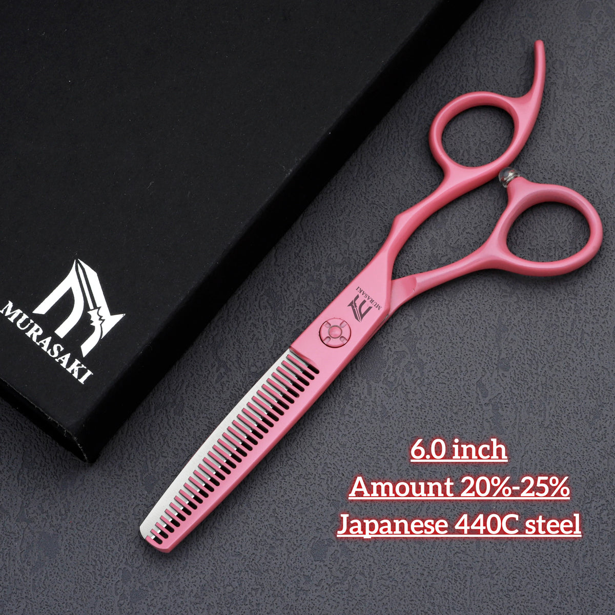 MURASAKI Professional Barber Scissors，6.0 Inch Japanese 440C Steel Hairdressing Scissors，Salon High-Quality Hair Cutting Tools