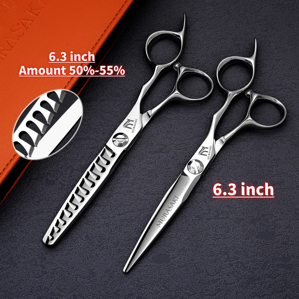 MURASAKI Top-level CNC Barber Scissors Set, Japanese VG10 Steel Barbershop Accessories, 5.7-6.3-6.8 Inches Hair Cutting Shears