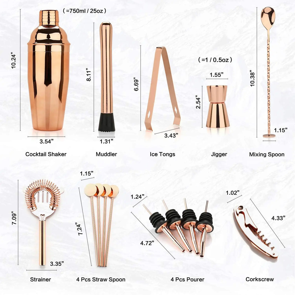 Cocktail Shaker Making Set,16pcs Bartender Kit For Mixer Wine Martini,