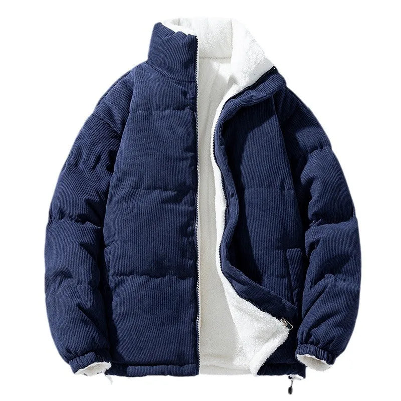 Winter Fashion Men's New Jacket Double-sided Wear Warm Winter Corduroy Cotton Clothing, Men's and Women's Fleece Jacket Thick