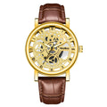 Men's Wristwatch Luxury Gents Quartz Watch Men Bottom Hollow Imitation Mechanical Watch Men Belt Watch Free Shiping reloj hombre