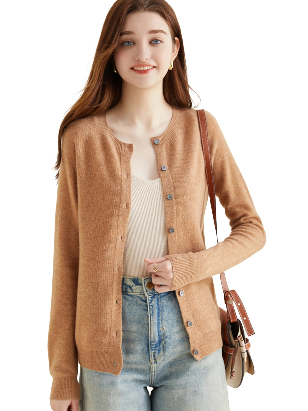 Knit Cardigan for Women Sweater Woman Long Sleeve Top 100% Wool Cardigans Sweaters Vintage Coat Knitwears Jacket Female Clothing