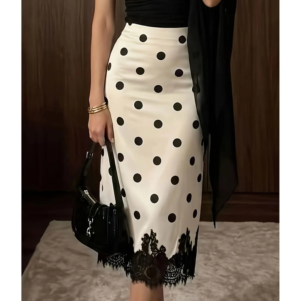 Skirts for Women Women Skirt Summer Skirts Elegant Dot Lace High Waist