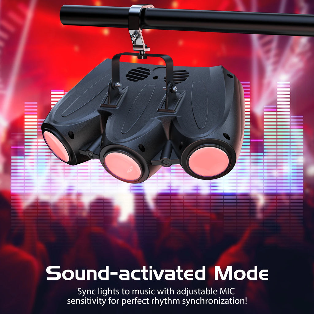 Datewink 30W RGBW LED Stage Light Three-Head Airship Projector Pattern Effect Light DMX For DJ Disco Party Wedding Bar Christmas