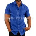 2026 Men's Summer Casual Short Sleeved Shirt Solid Button Up Shirts Male Streetwear Trun-Down Collar Slim Fit T-Shirts for Men