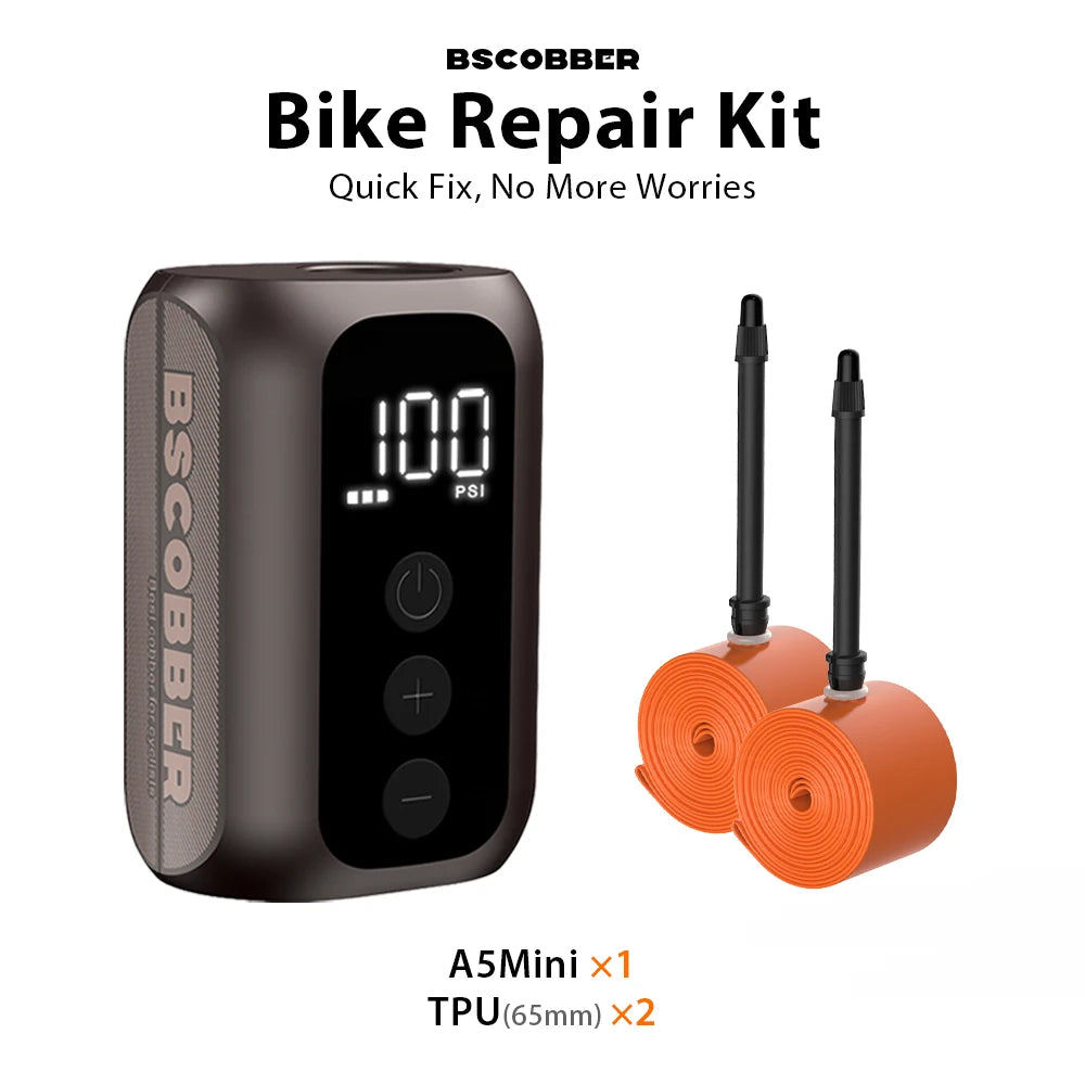 BSCOBBER Portable Tire Inflator Rechargeable Wireless A5mini Bicycle Air Pump 700c TPU Bicycle Tube Bike Accessories