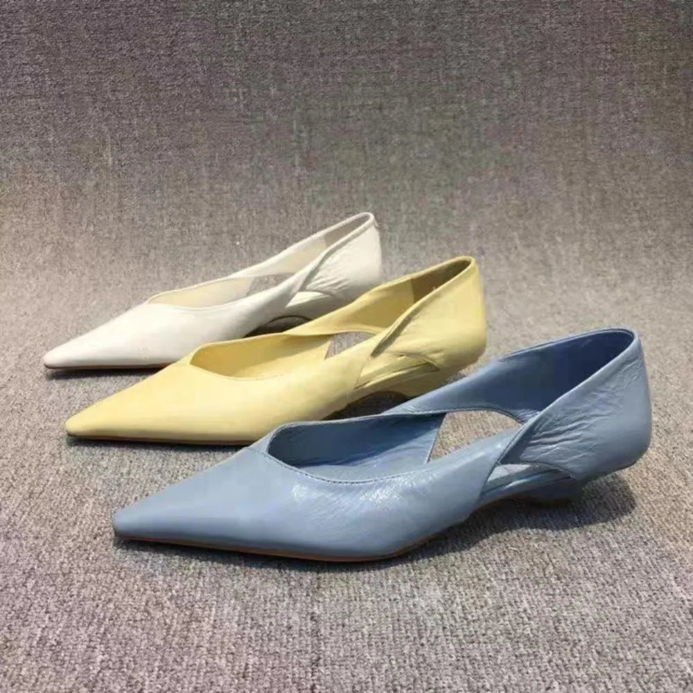 Shoes for Woman Women'S Summer Moccasins Blue Low Heel Elegant Pointed