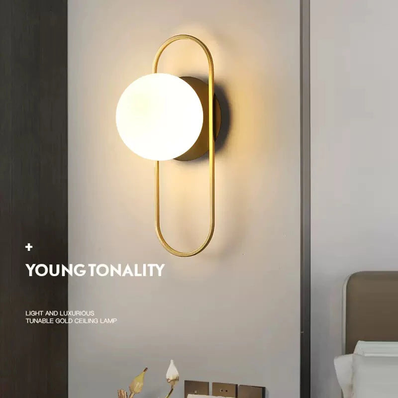 Bedroom LED Wall Lamps with 9W G9 Bulb Hardwired Indoor Frosted Glass Ball Wall Lights Wall Sconce for Bar Kitchen AC110-220V