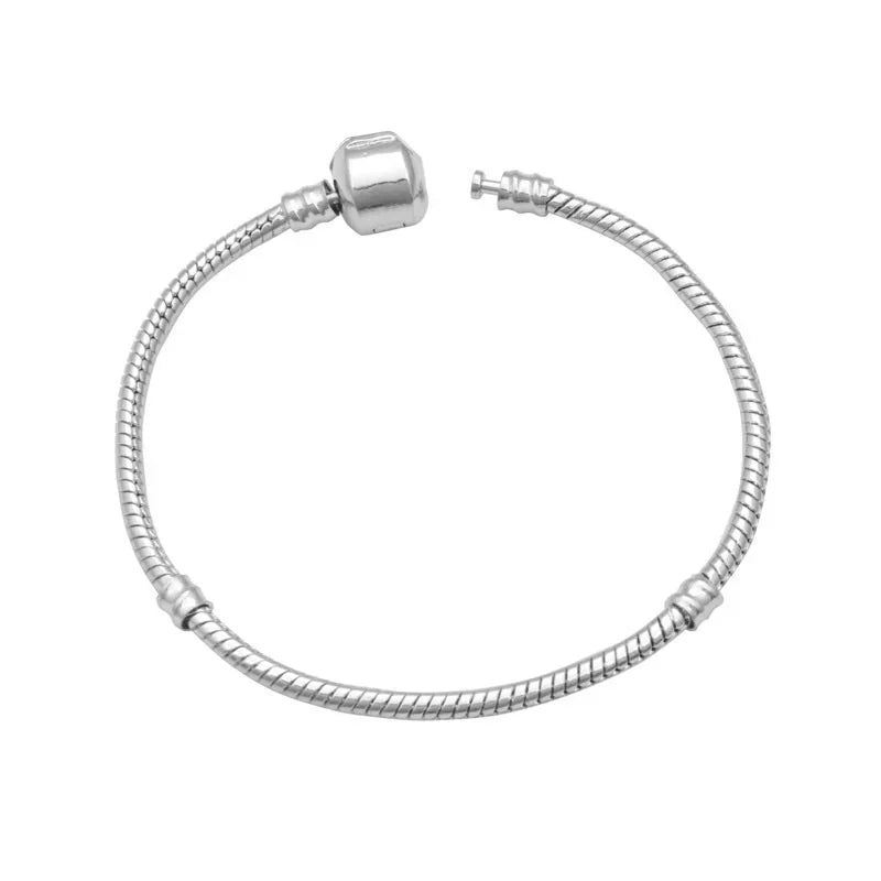 925 Sterling Silver Snake Chain DIY Charm Bracelet For Women Gift