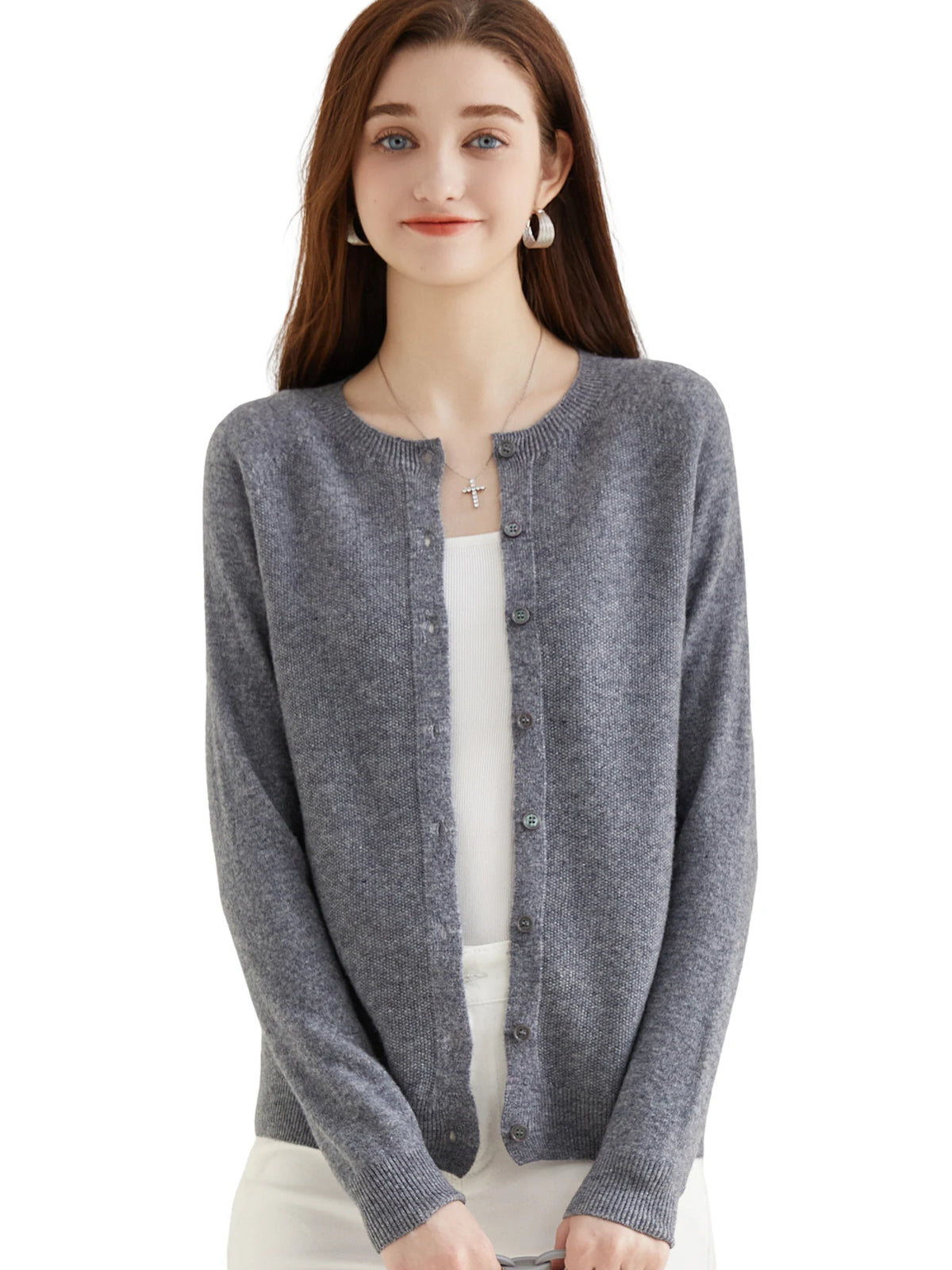 Knit Cardigan for Women Sweater Woman Long Sleeve Top 100% Wool Cardigans Sweaters Vintage Coat Knitwears Jacket Female Clothing