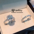 CC Sets Rings For Women Couple Cubic Zirconia Square Ring Lovers Jewelry