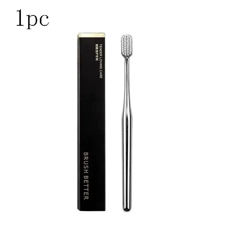 1-4pcs Toothbrush Gold Silver Tooth Brush Adult Dental Brushes Middle