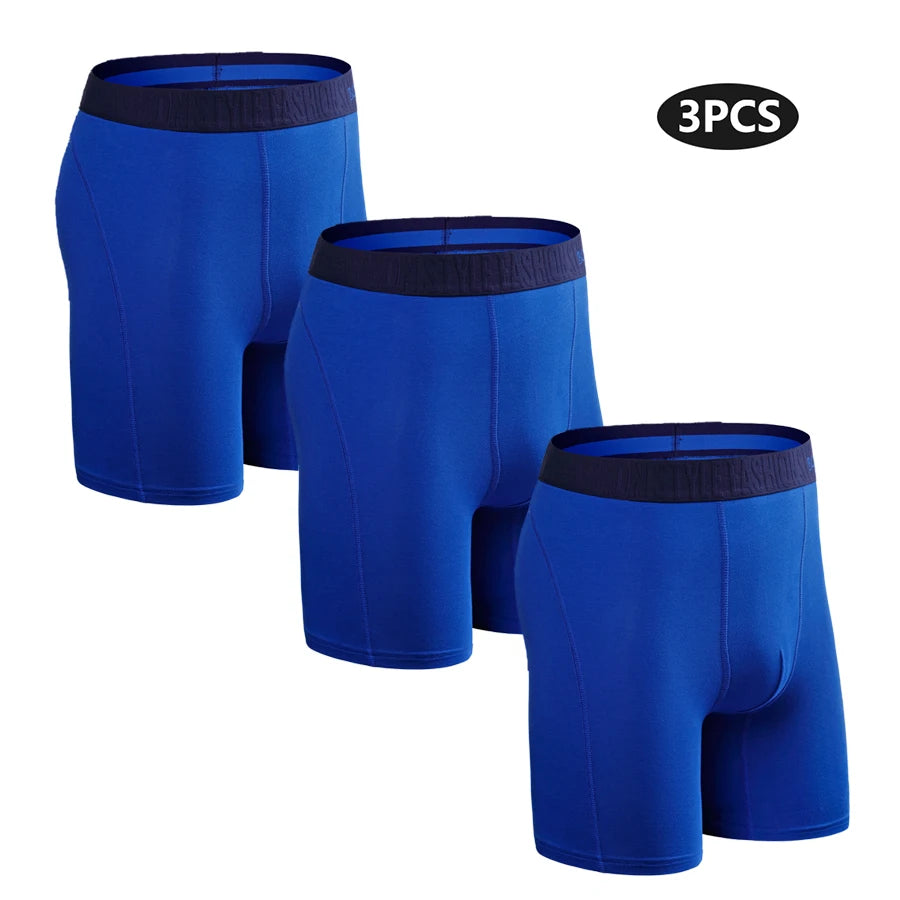 Men's Cotton Long Boxer Shorts – 3 Pack