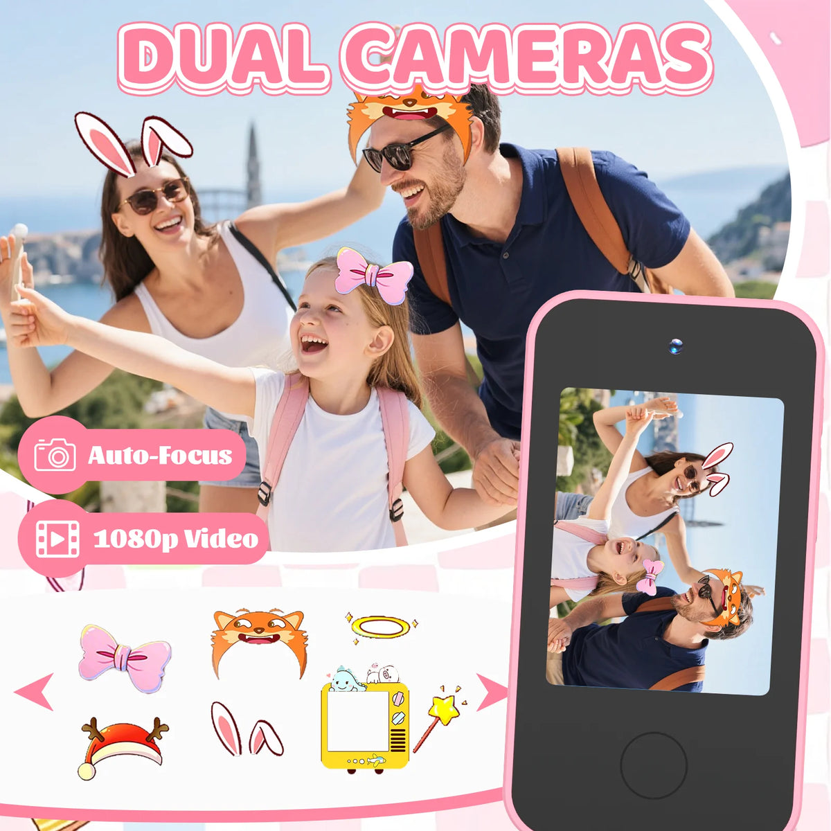 Smart Phone Toy For Kids Touchscreen Dual Camera HD Educational Game