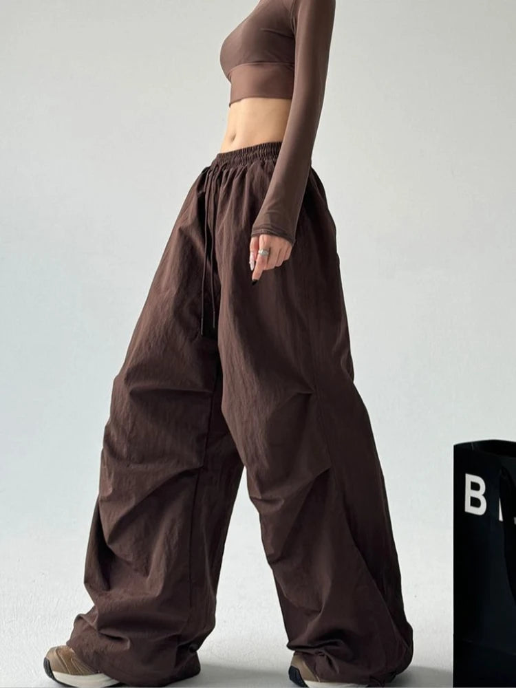 Women's Wide-Leg Parachute Cargo Trousers