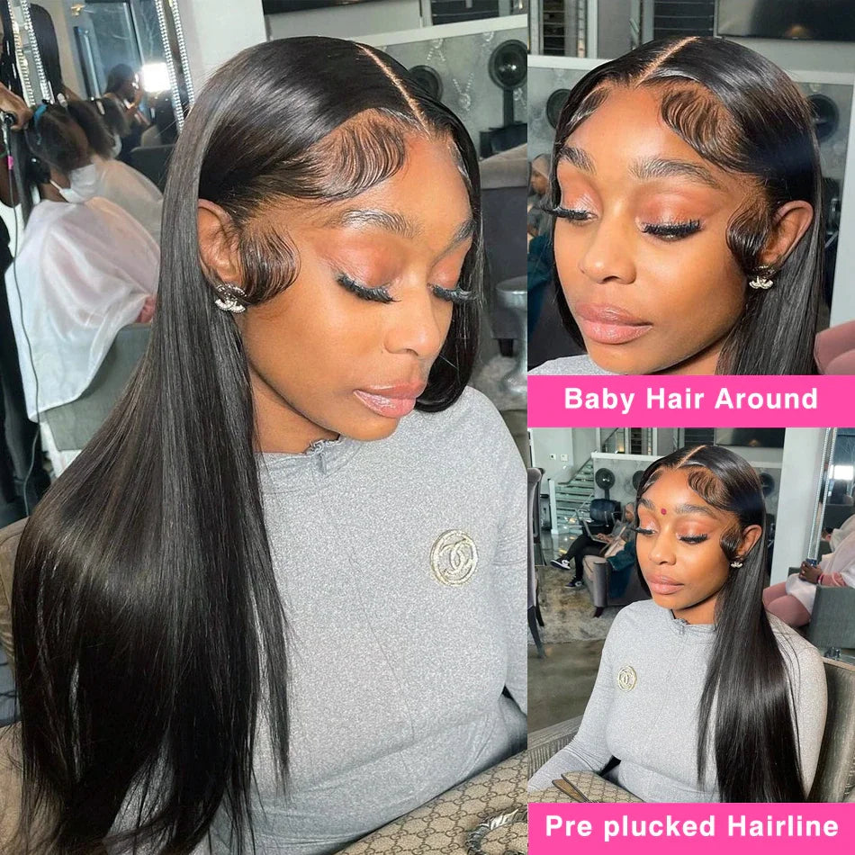 Brazilian Bone Straight 13x4 Transparent Lace Front Human Hair Wigs For