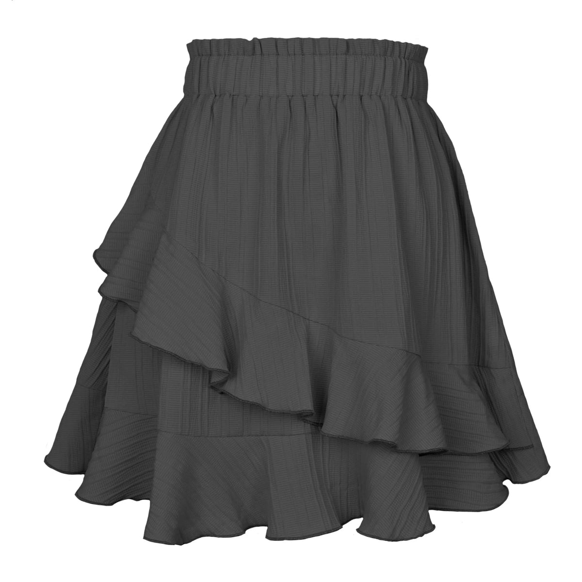 Women Skirts Women Ruffle Skirt High Waist Irregular Solid Color Short