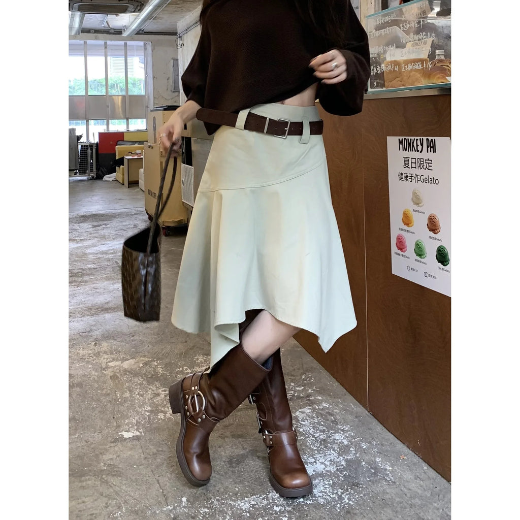 Women'S Skirts Spring Autumn Vintage Irregular Skirt Unique Design Flowy