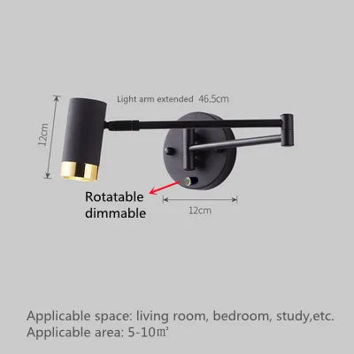 Led Dimmable Wall Lamp Bedroom Bedside Reading Light Folding Telescopic Switch Modern Creative Study Rocker Wall Light Fixture