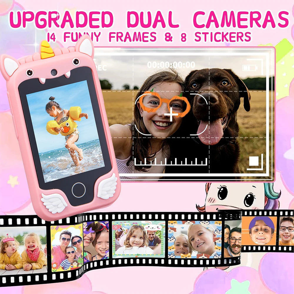 Kids Smart Phone Camera Toys Touchscreen Unicorn Baby Mobile MP3 Player