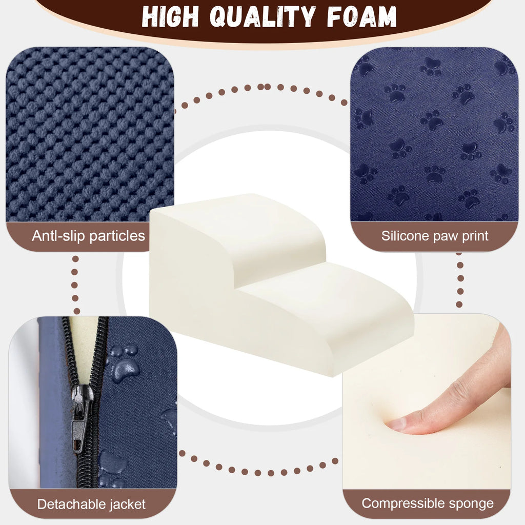Dog Stairs & Ramp - High-Density Foam Pet Steps, Extra-Wide Non-Slip Orthopedic Dog Ladder with Soft Foam Padding
