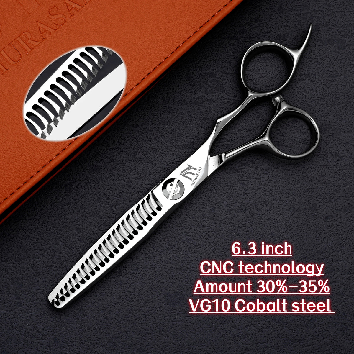 MURASAKI Top-level CNC Barber Scissors Set, Japanese VG10 Steel Barbershop Accessories, 5.7-6.3-6.8 Inches Hair Cutting Shears
