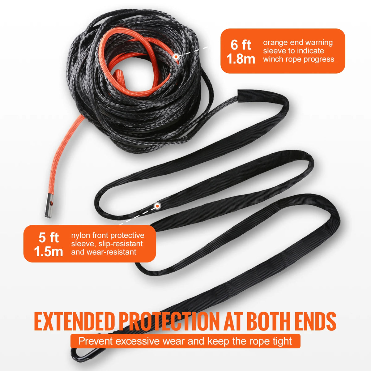 SucceBuy 8350/10000 Lbs Synthetic Winch Rope 50ft Line String Cable Rope