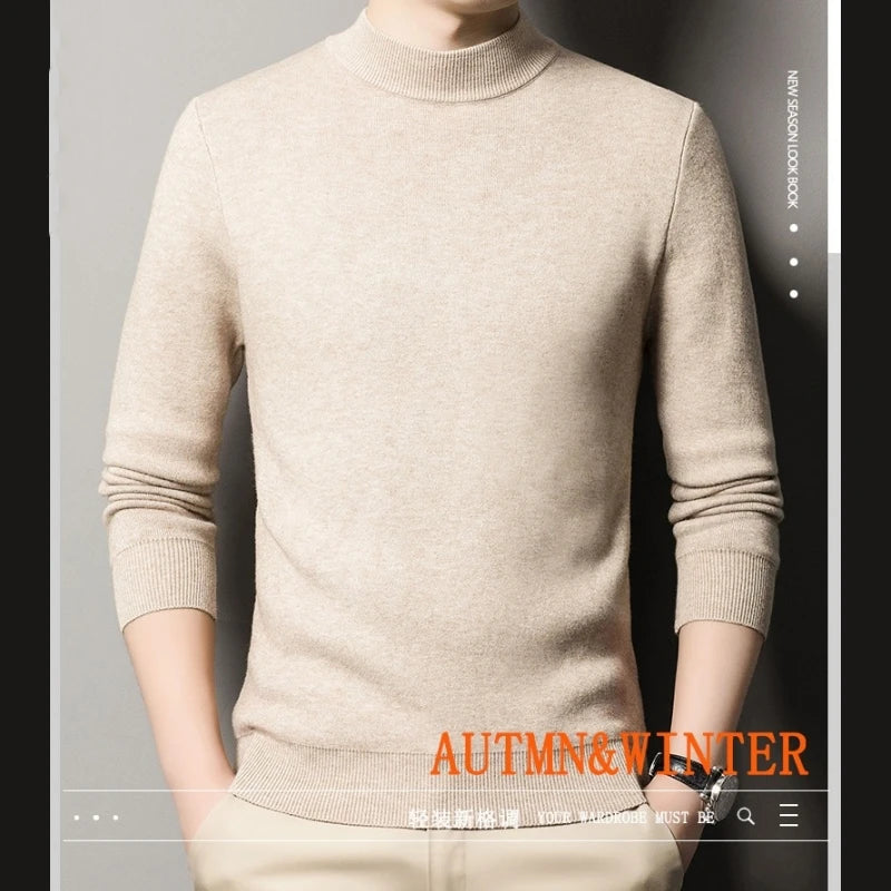 High End Men's Knitwear Sweaters Quality Pullovers Casual Retro Warm Winter V-neck Bottom Wear Sweater for Business Man Clothing