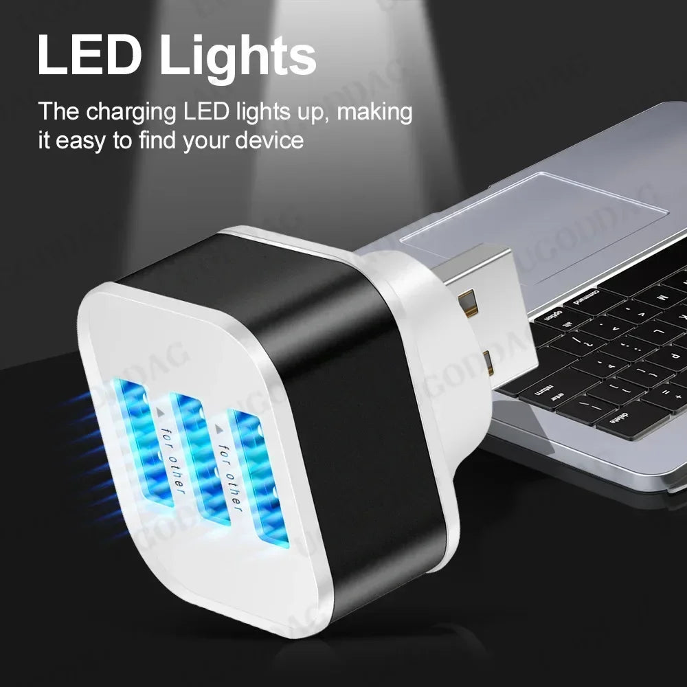 Car USB HUB Charging Extender 2.0 3-Port Extended Usb Splitter With