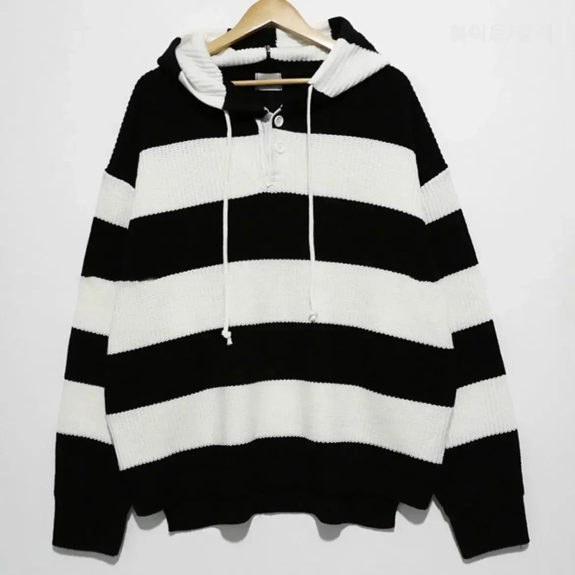 Knit Sweater Male Loose Fit Striped Men's Clothing Black Spliced Pullovers Korean Fashion Hoodies Y2k Streetwear New in Tops A V