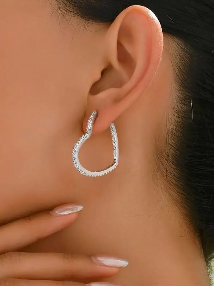 925 Sterling Silver Exquisite Zirconium Ear Buckle Earring For Women