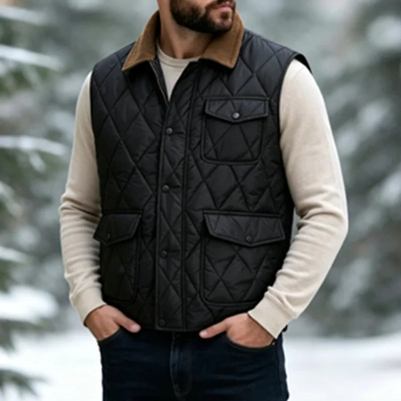 Winter Men' Sleeveless Vest Jackets Fashion Male Cotton-Padded Vest Coats Men Stand Collar Warm Waistcoats Men Clothing