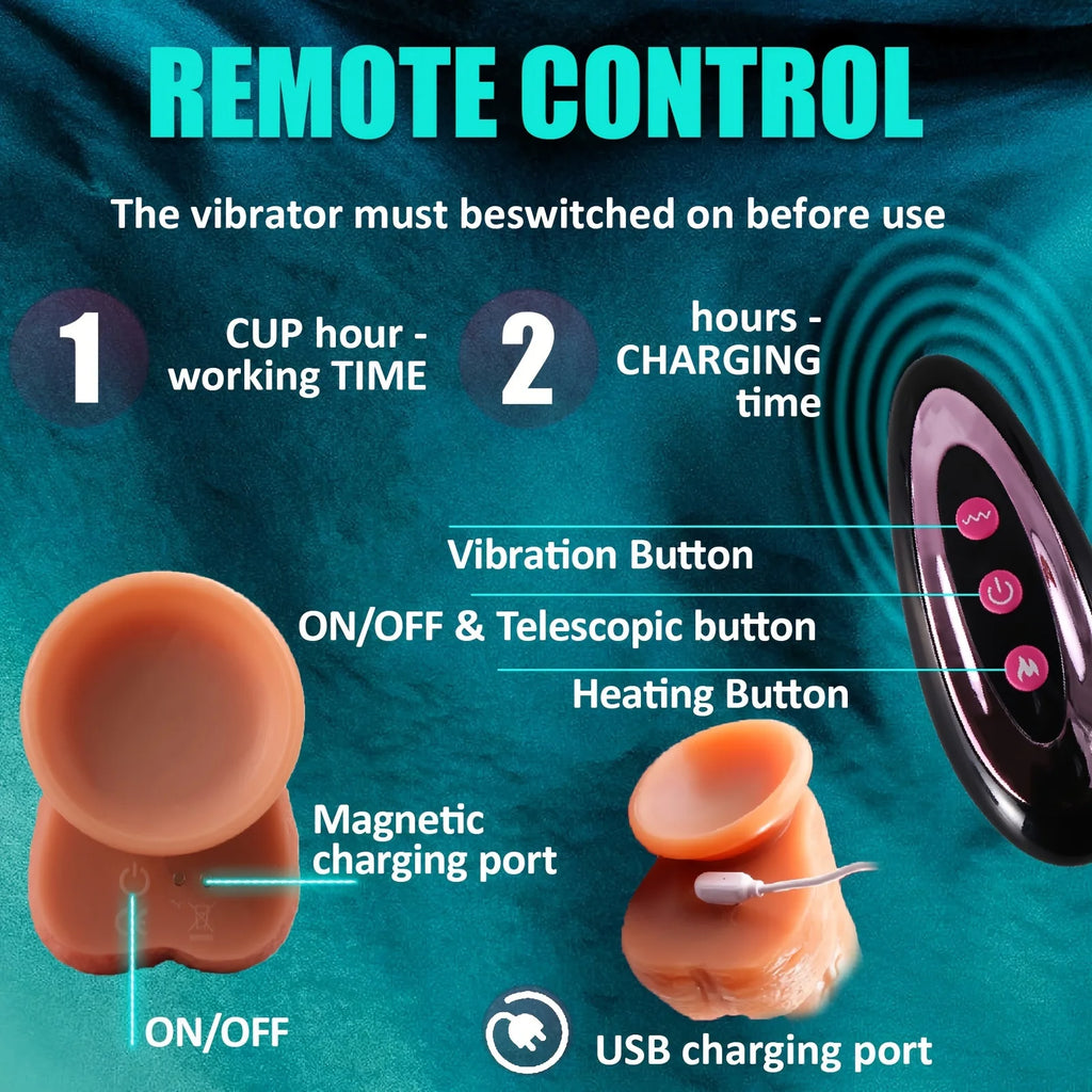 Dildo - Dildo - 1pc Realistic Silicone Dildo with Suction Cup And Telescopic Vibration, Wireless Infrared Control, Rechargeable Lithium Battery, G-Spot And Anal Play Masturbation Toy for Women