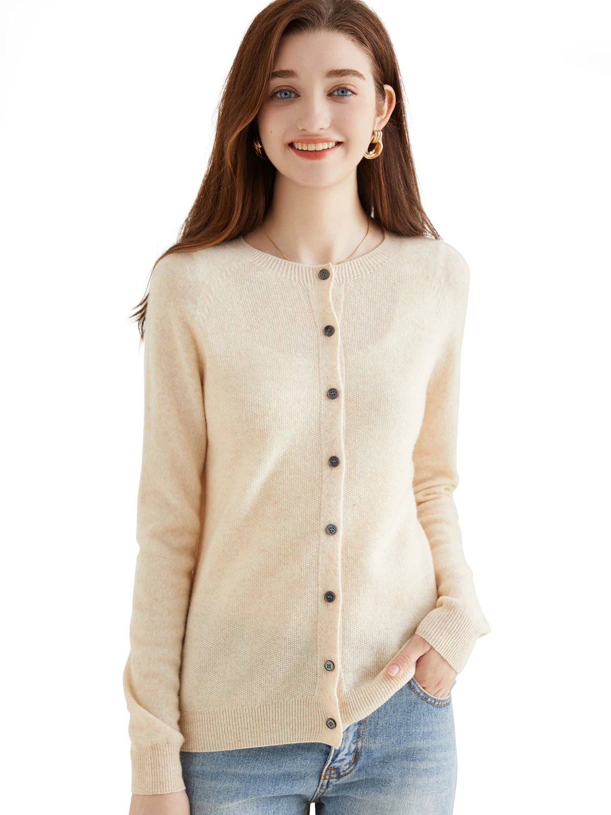 Knit Cardigan for Women Sweater Woman Long Sleeve Top 100% Wool Cardigans Sweaters Vintage Coat Knitwears Jacket Female Clothing