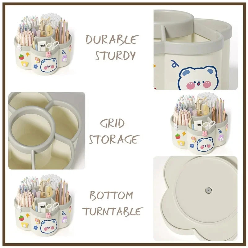 Rotating Desk Organizer, Large Makeup & Pen Holder For