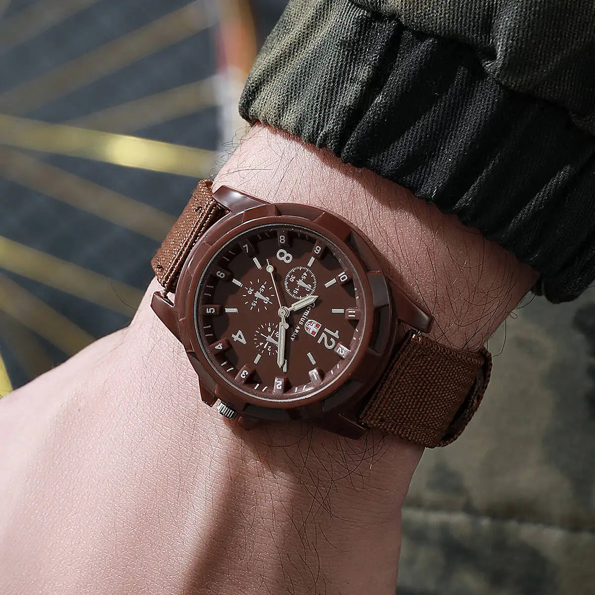 Men's Military-Style Nylon Strap Watch