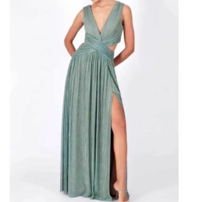 Dress Temperament Evening Dresses Vestidos Largos Hot Style French Solid