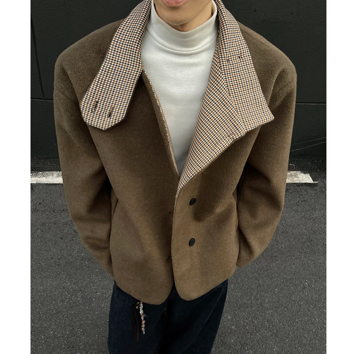 Winter Woolen Jacket Men Caot Warm Windproof 2025 New Style Fashionably Slim-Fitting Short Jacket Coat Individuality Stand-Up