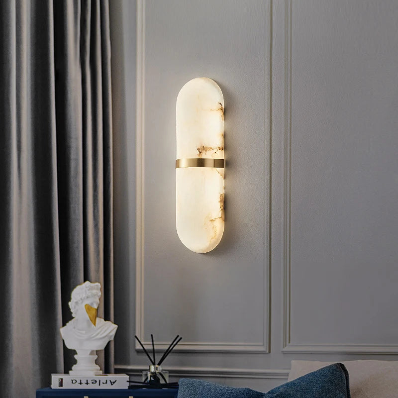 Semicylinder Wall Light Led 12W Imitation Marble Decor Bedside Lamp Living Dining Room Bathroom Doorway Hallway Sconce Lights
