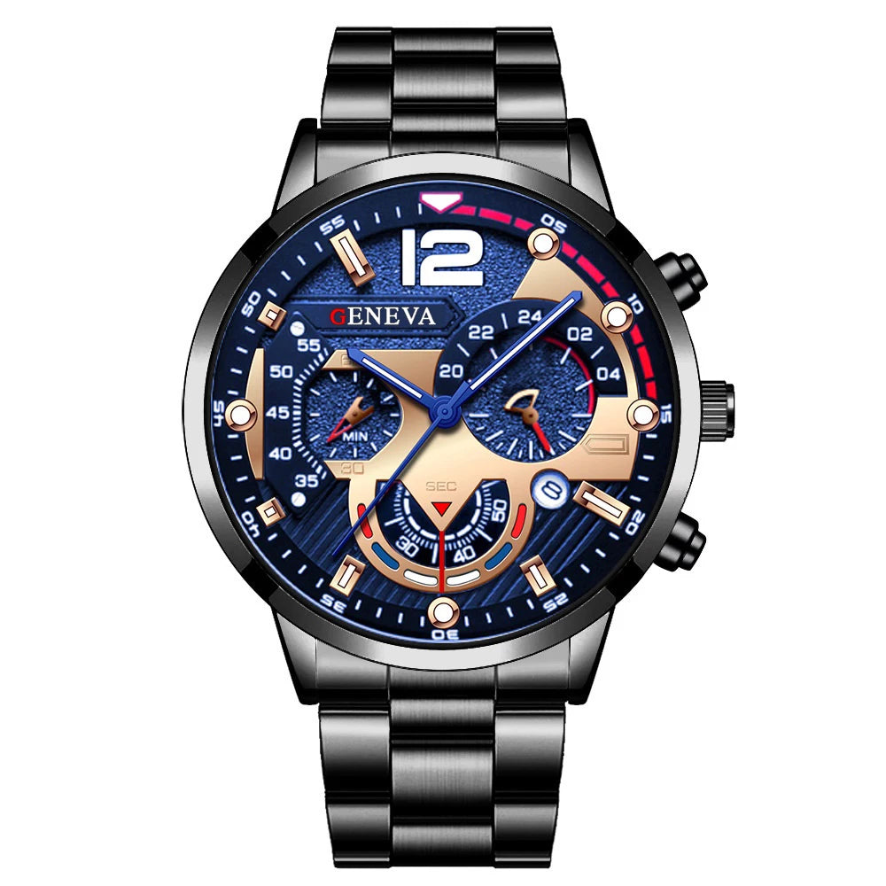 Men's Stainless Steel Calendar Watch
