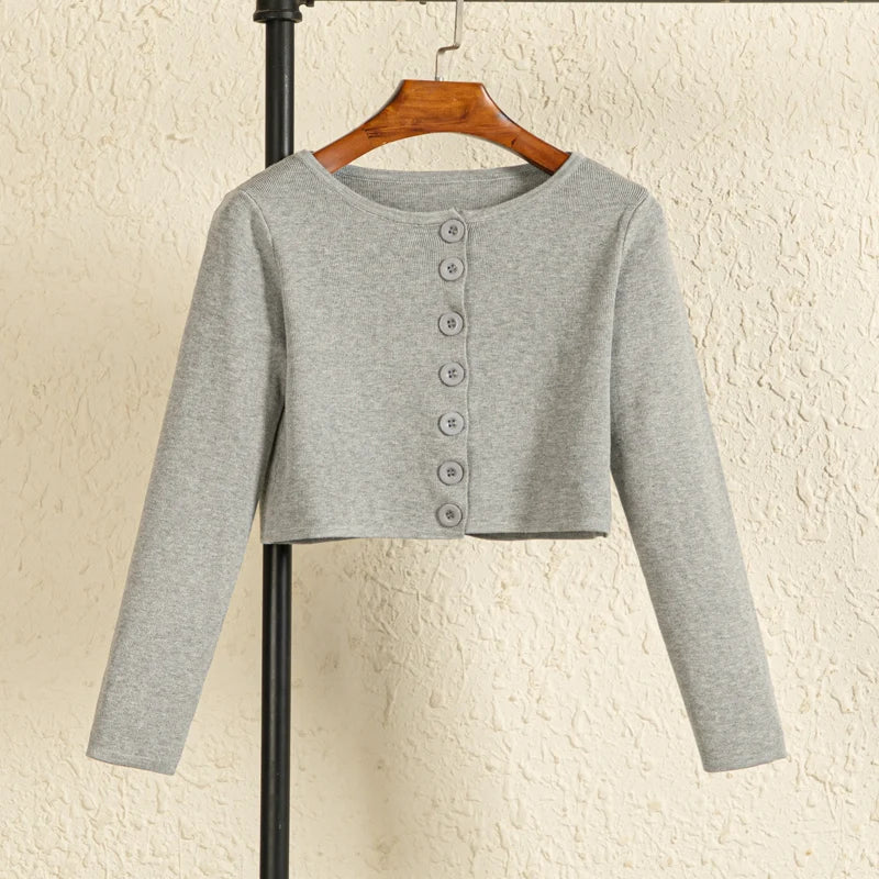 Knitted Ladies Sweaters Outerwear Black Blouses Clothing Crochet Top Jersey Cropped Tricot Korean Fashion Style Cardigan Female